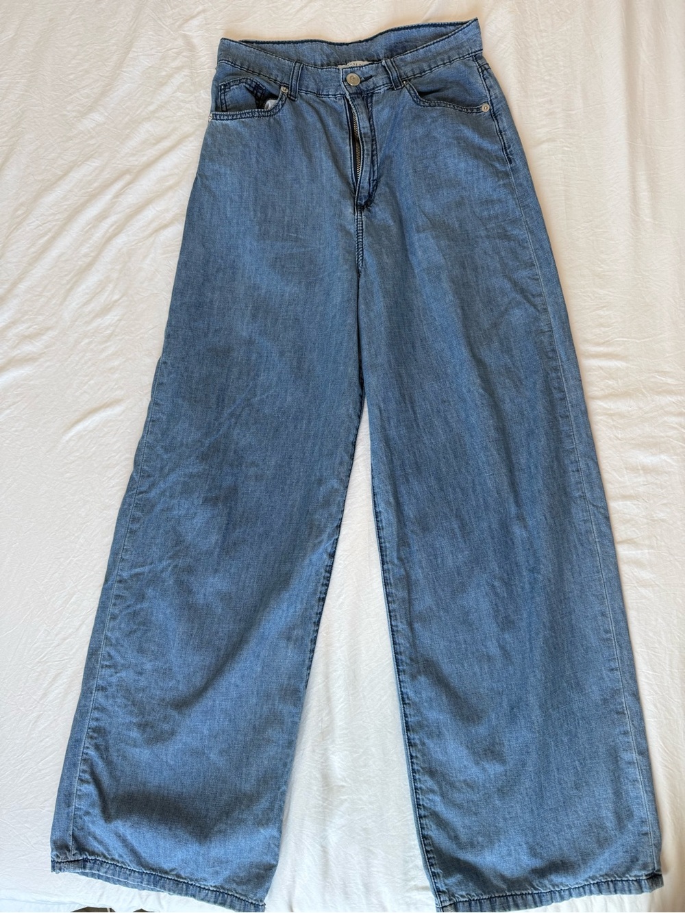 Gianni Bini Size 26 Light Wash Wide Leg Cotton Linen Jeans